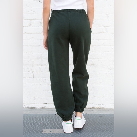 Brandy Melville Green Jogger Track Pants Elastic Waist - Picture 2 of 9